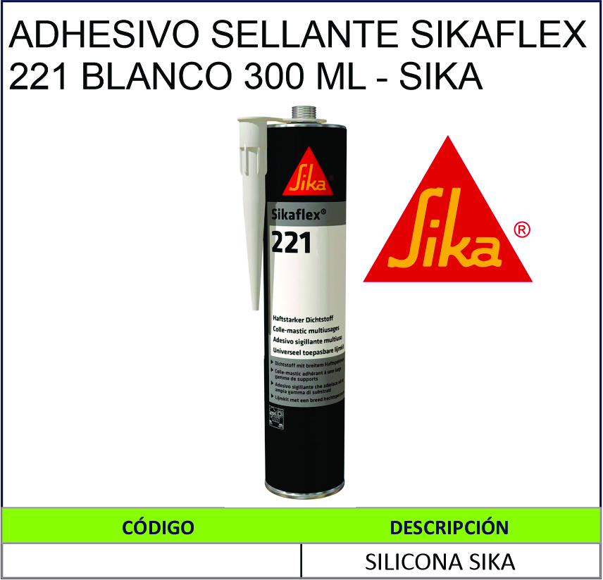 ADHESIVO SELLANTE SIKAFLEX 221 BLANCO 300 ML SIKA Ferlimp