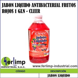 JABON LIQUIDO ANTIBACTERIAL FRUTOS ROJOS 1 GLN - CLEER