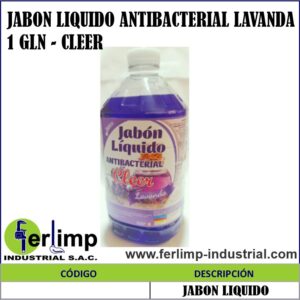 JABON LIQUIDO ANTIBACTERIAL LAVANDA 1 GLN - CLEER