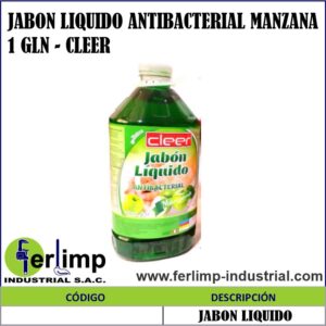JABON LIQUIDO ANTIBACTERIAL MANZANA 1 GLN - CLEER