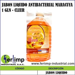 JABON LIQUIDO ANTIBACTERIAL MARACUYA 1 GLN - CLEER