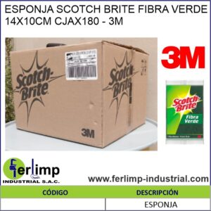 ESPONJA SCOTCH BRITE FIBRA VERDE DE 14X10CM CJAX180 - 3M